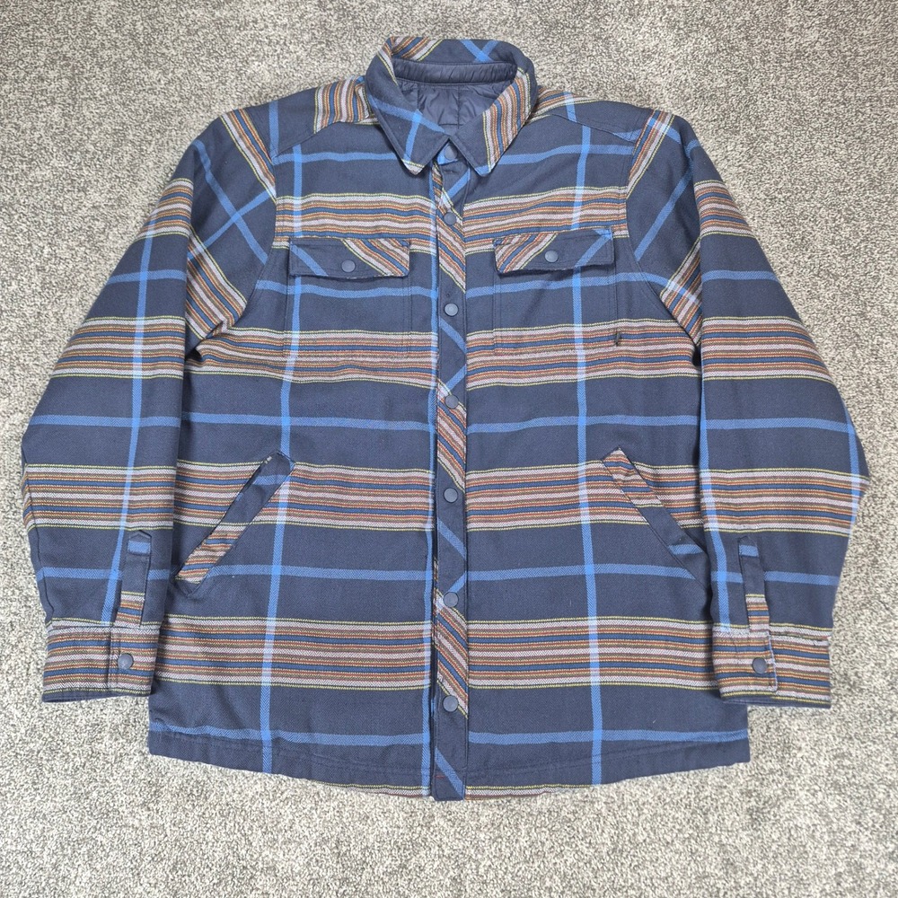 Outdoor Research Kalaloch Reversible Shirt Jacket Mens Large Navy Plaid Quilted